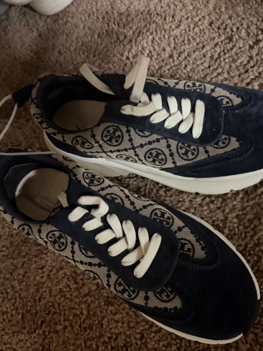 Tory Burch Suede Graphic Print Chunky Sneakers